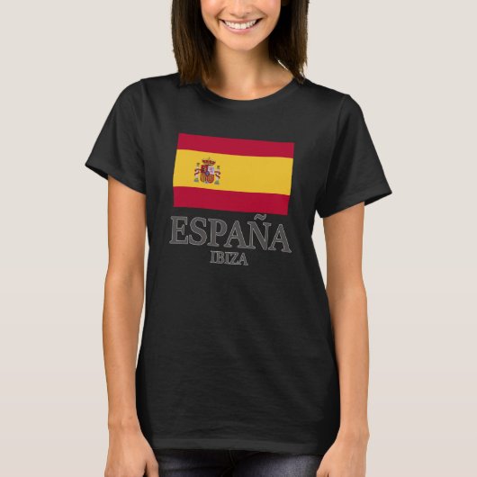 Spain Ibiza Flag Travel Europe Holiday Tシャツ (正面)