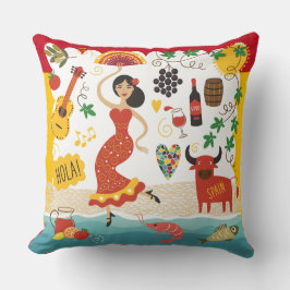 SPAIN Monogram - SEE BACK! Throw Pillow クッション