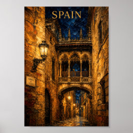 Spain: Romantic Gothic Quarter Art Souvenir ポスター