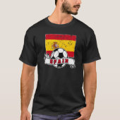 Spain SOCCER BALL AND FLAG DISTRESSED Tシャツ (正面)