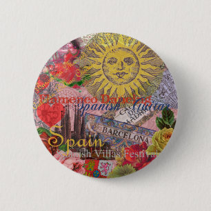 Spain Sunshine Spanish Travel Vacation 缶バッジ