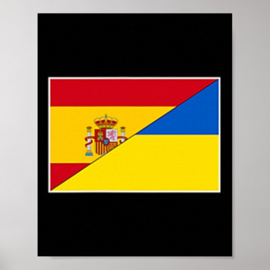 Spain Ukraine Flag Spanish Ukrainian Support Citiz ポスター (正面)