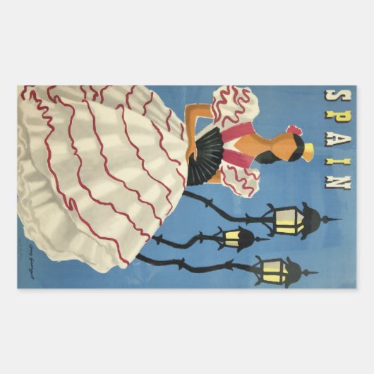 SPAIN Vintage Travelスタンプ 長方形シール (正面)