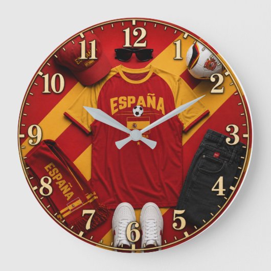 Spain world cup football team ラージ壁時計 (正面)