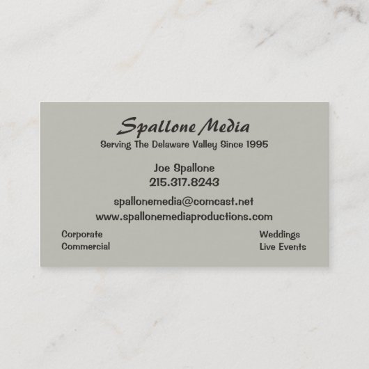 Spallone媒体の生産の名刺 名刺 (裏面)