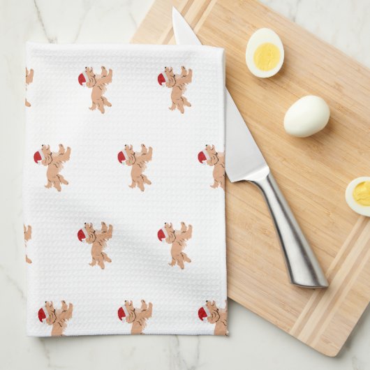 Spaniel Dog Christmas キッチンタオル (四つ折り)