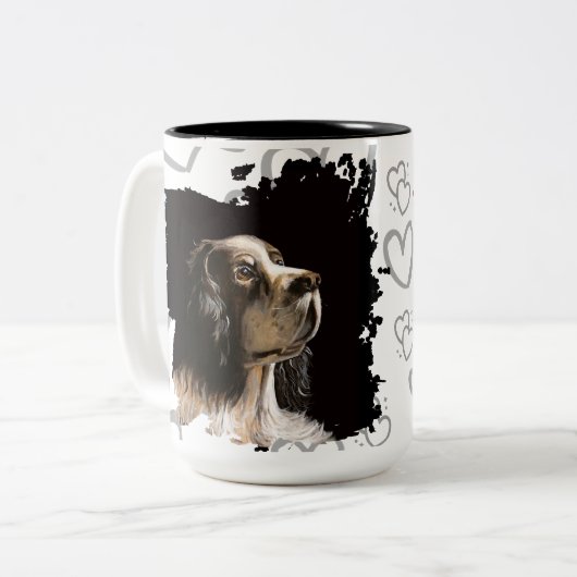 Spaniel dog love mug  ツートーンマグカップ (正面左)