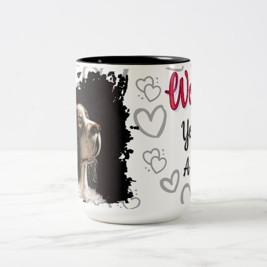 Spaniel dog love mug  ツートーンマグカップ (中央)