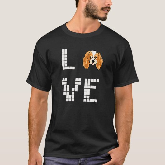 Spaniel  Dog  Pixel Art Tシャツ (正面)
