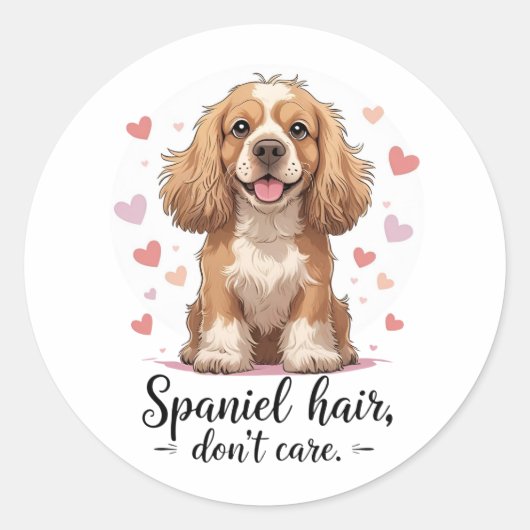 Spaniel Hair Don’t Care | Cocker Spaniel Messy Fur ラウンドシール (正面)