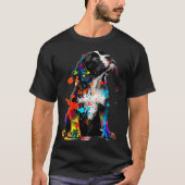 Spaniel Puppy Dog Paint Splatter Puppy Dog Tシャツ (正面)