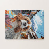 Spaniel Selfie At Mount Fuji ジグソーパズル (横)