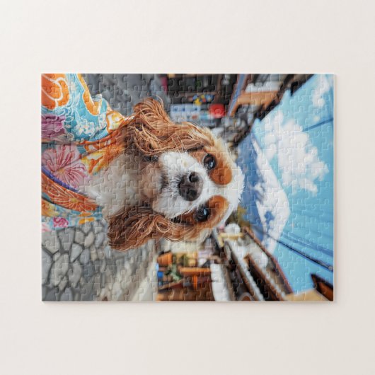 Spaniel Selfie At Mount Fuji ジグソーパズル (横)