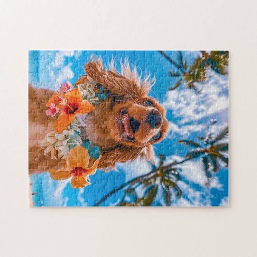 Spaniel Selfie At Tropical Beach ジグソーパズル (横)