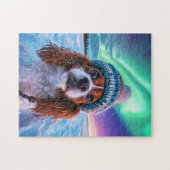 Spaniel Under Northern Lights Norway ジグソーパズル (横)