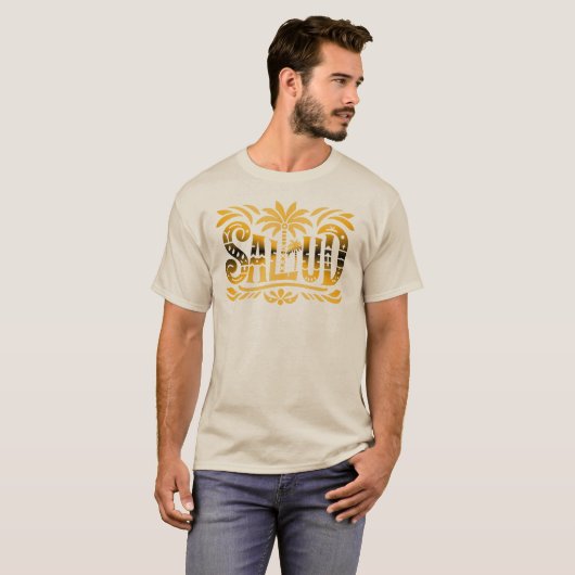Spanien Insel und Meer - "SALUD" -  Prost Tシャツ (正面フル)