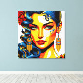 Spanische Schönheit - Pop Farben Portrait キャンバスプリント (インサイチュ (ウッドフロア))