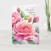 Spanish 70th Birthday Pink Roses with Name カード (正面)