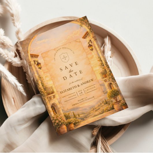 Spanish Archway Romance Wedding セーブザデート