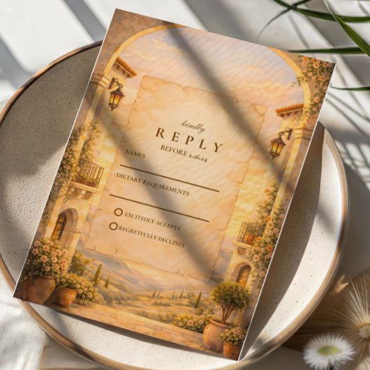 Spanish Archway Romance Wedding 出欠カード