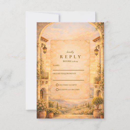 Spanish Archway Romance Wedding 出欠カード (正面)