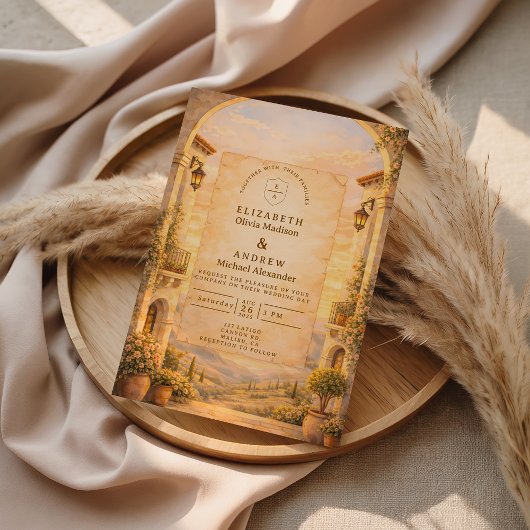 Spanish Archway Romance Wedding 招待状