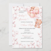 Spanish Baby Shower Invitation Pink Bear Girl 招待状 (正面)