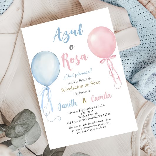 Spanish Balloons Gender Reveal Invitation 招待状