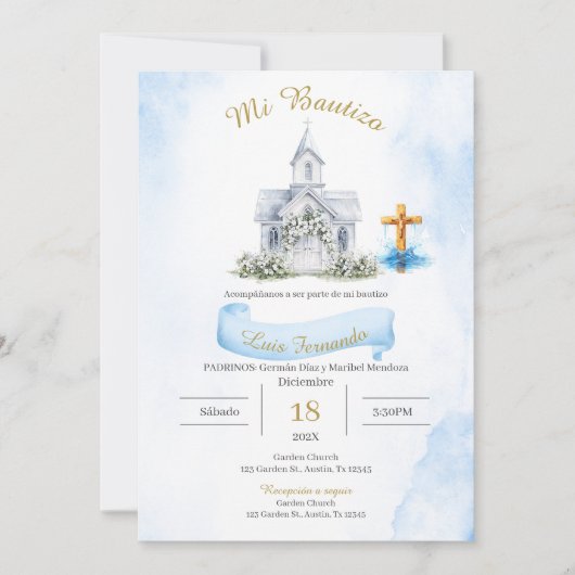 Spanish Baptism Boy 招待状 (正面)