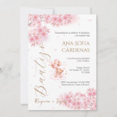 Spanish Baptism Girl invitation pink 招待状 (正面)