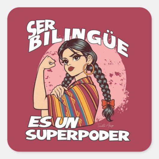 Spanish Bilingual Teacher ESL Maestra Bilingüe  スクエアシール (正面)