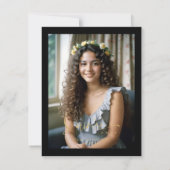 Spanish Black Trendy Quinceañera Collage 4 Photos 出欠カード (裏面)