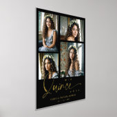 Spanish Black Trendy Quinceañera Collage 4 Photos 箔ポスター (レイダウン)