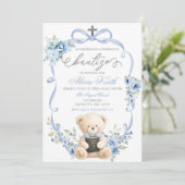 Spanish Blue Bear Baptism Bow Coquette Invitation 招待状 (スタンド正面)