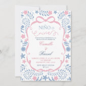 Spanish Blue Pink Cielito Lindo Gender Reveal 招待状 (正面)