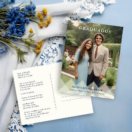 Spanish Blue Shades Overlay Vellum Shapes Photo ポストカード