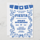 Spanish Blue Talavera Birthday Fiesta 招待状 (正面)