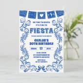 Spanish Blue Talavera Birthday Fiesta 招待状 (スタンド正面)