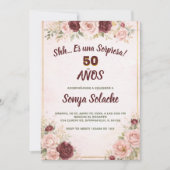 Spanish Blush and Burgundy Sorpresa Birthday  招待状 (正面)