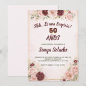 Spanish Blush and Burgundy Sorpresa Birthday  招待状 (正面/裏面)