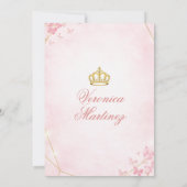 Spanish Blush Pink Floral Crown Butterfly 15 Años 招待状 (裏面)