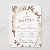Spanish Boho Baptism Floral invitation 招待状 (正面)
