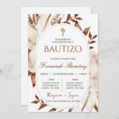 Spanish Boho Baptism Floral invitation 招待状 (正面/裏面)