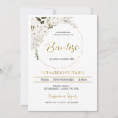 Spanish Boho Baptism Floral invitation 招待状 (正面)