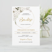 Spanish Boho Baptism Floral invitation 招待状 (スタンド正面)