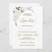 Spanish Boho Baptism Floral invitation 招待状 (正面/裏面)