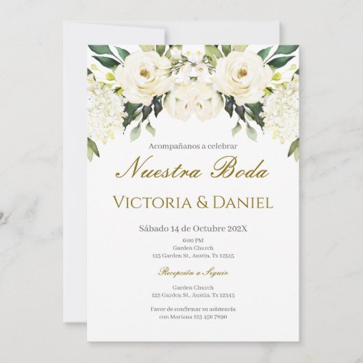 Spanish Boho Floral Wedding 招待状 (正面)