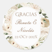 Spanish Boho Wedding round sticker  ラウンドシール (正面)