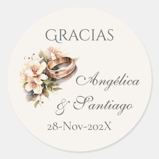 Spanish Boho Wedding round sticker  ラウンドシール (正面)