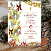 Spanish Cactus Christmas Baptism Invitation 招待状
